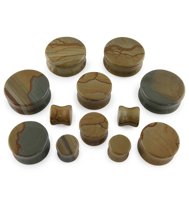 Cripple Creek Picture Jasper Stone Plugs - Mrs Treak