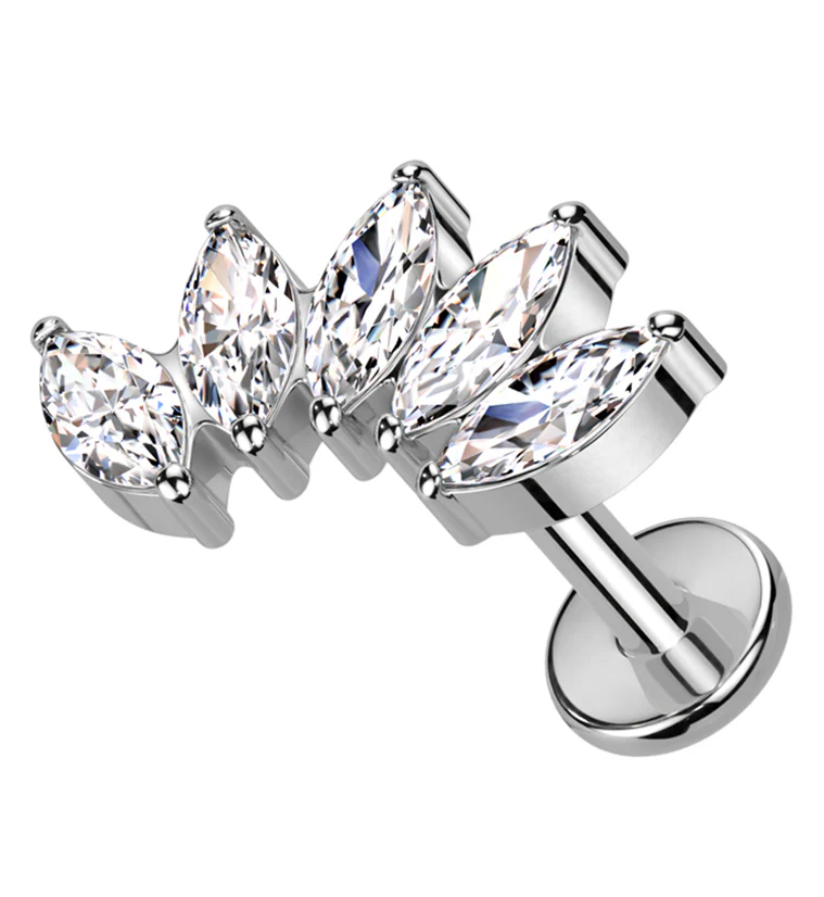 Half Crown CZ Internally Threaded Titanium Labret - Mrs Treak