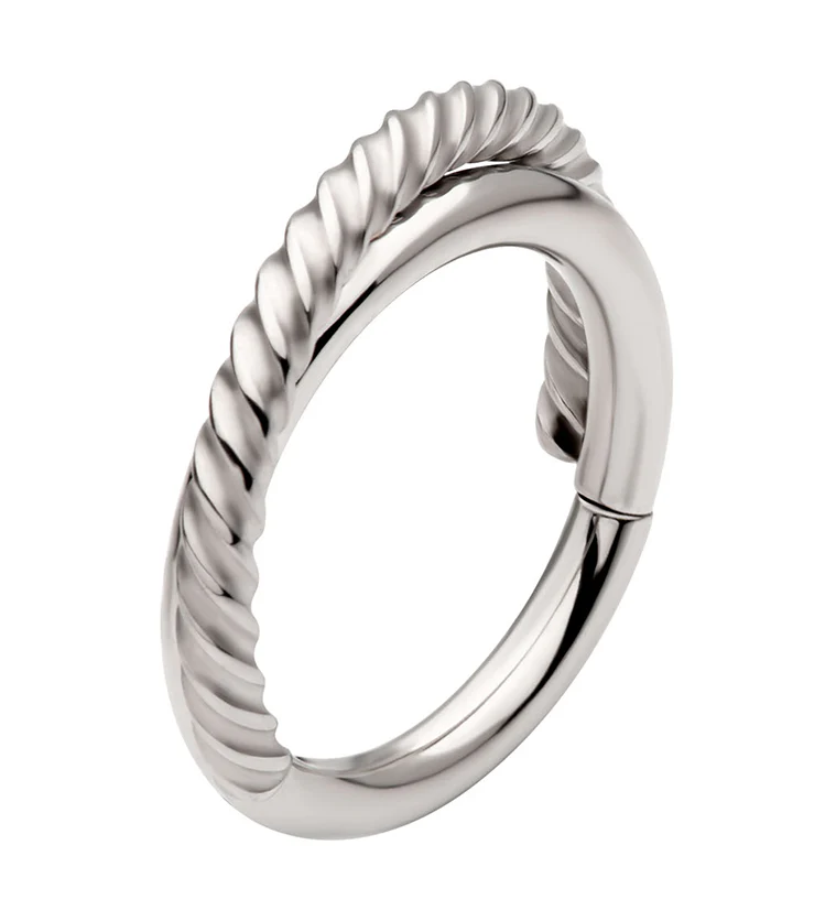 Entwine Twist Stainless Steel Hinged Segment Ring - Mrs Treak