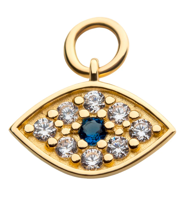 14kt Gold Evil Eye CZ Charm - Mrs Treak