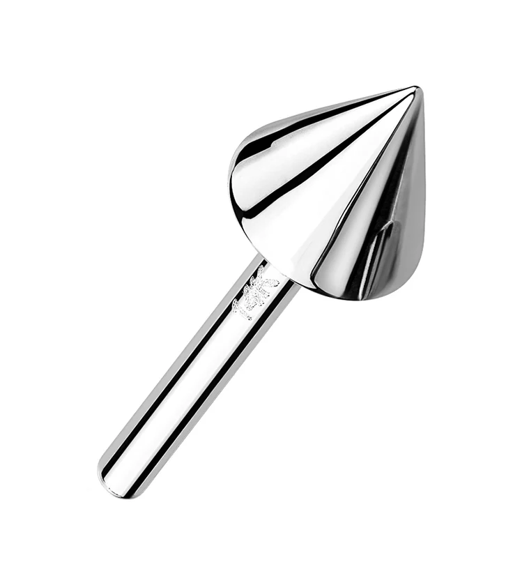 14kt All White Gold Spike Threadless Top - Mrs Treak