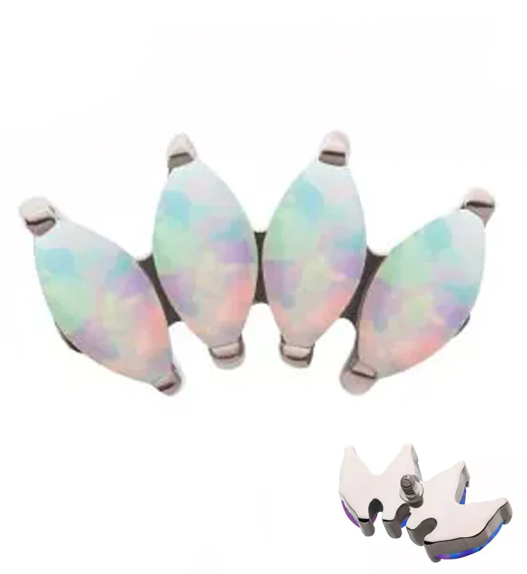 Quartet White Opalite Internally Threaded Titanium Top - Mrs Treak