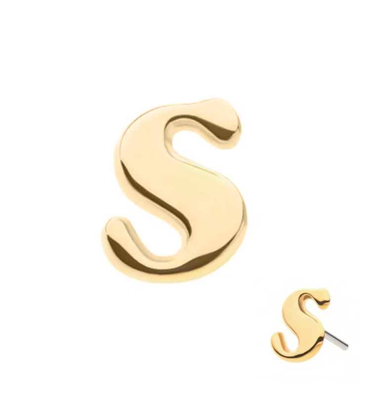 14kt Gold Letter S Threadless Top - Mrs Treak