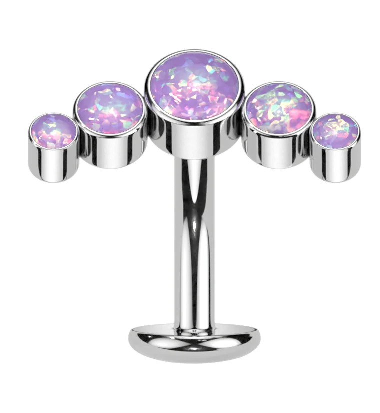 Arch Purple Opalite Titanium Threadless Floating Belly Button Ring (Convex Disk) - Mrs Treak