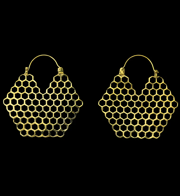 18G Golden Honeycomb Brass Earrings - Mrs Treak