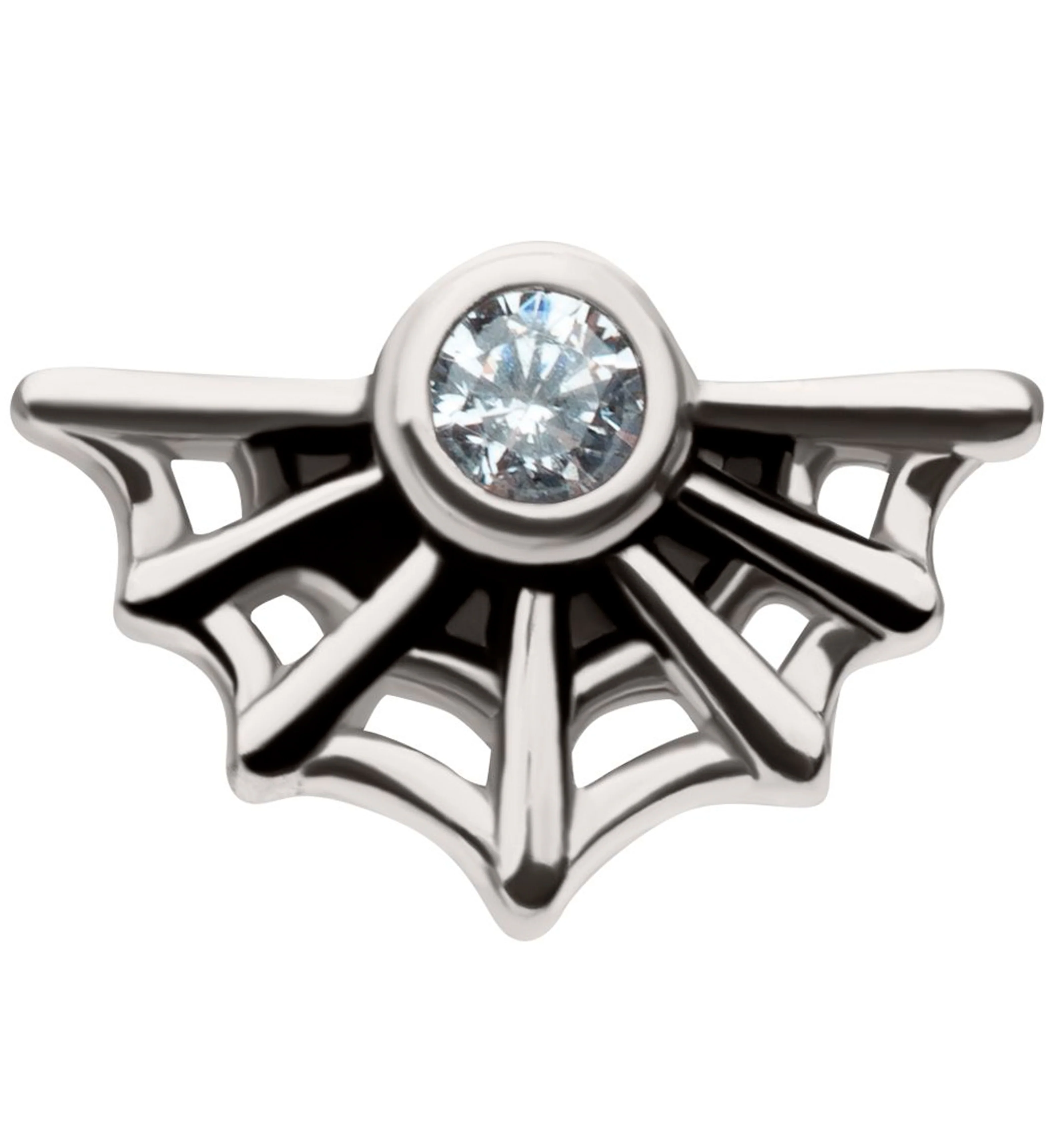 Spider Web Clear CZ Stainless Steel Internally Threaded Labret - Mrs Treak