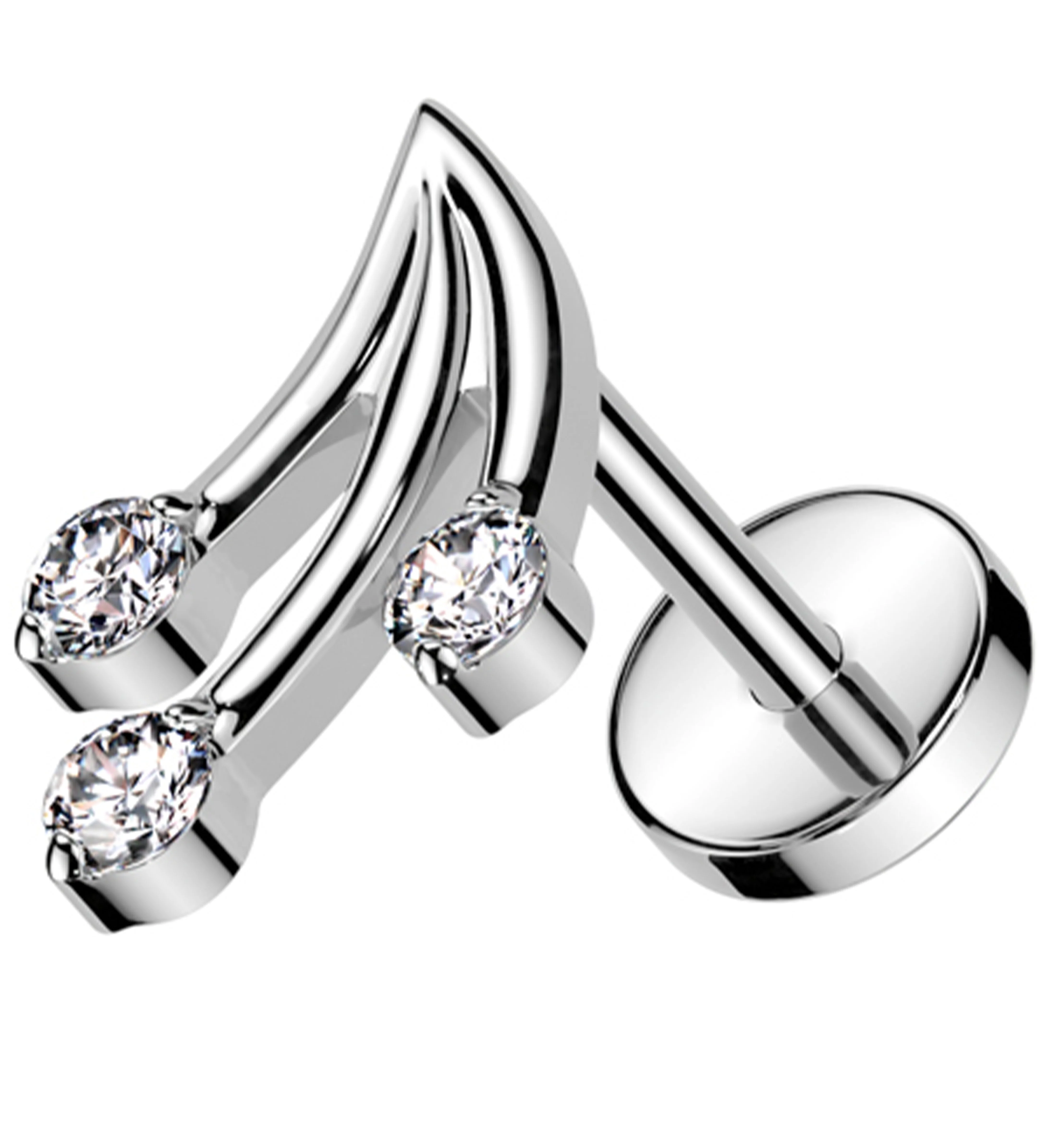 Meteor Shower Clear CZ Titanium Threadless Labret - Mrs Treak