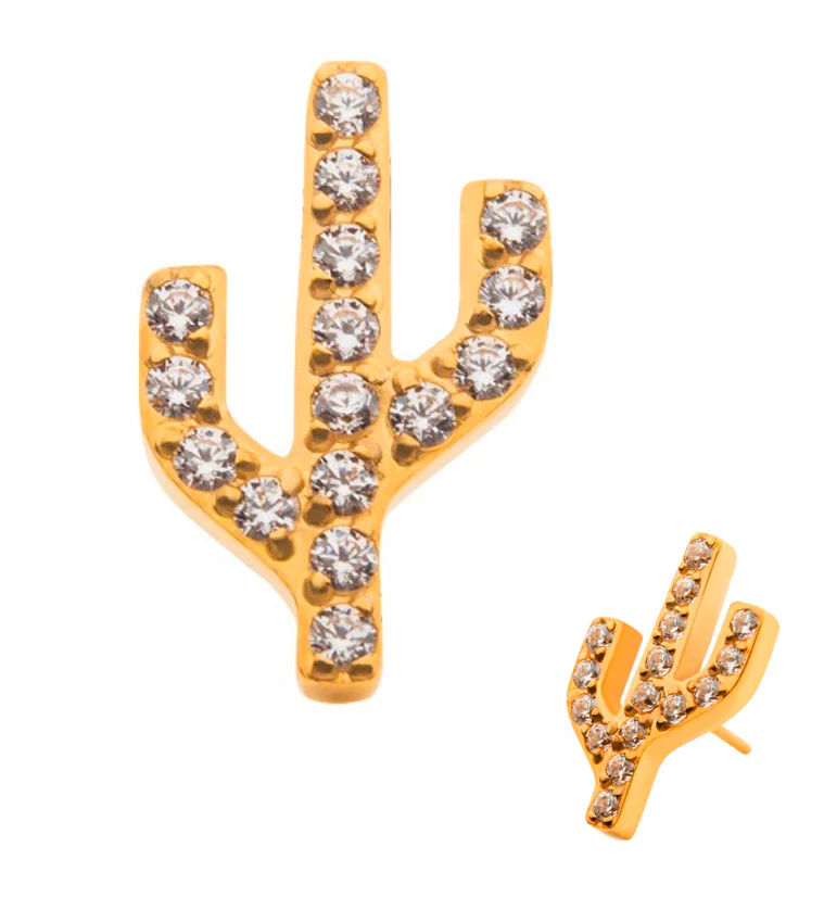 24kt Gold PVD Titanium Cactus Threadless Top - Mrs Treak
