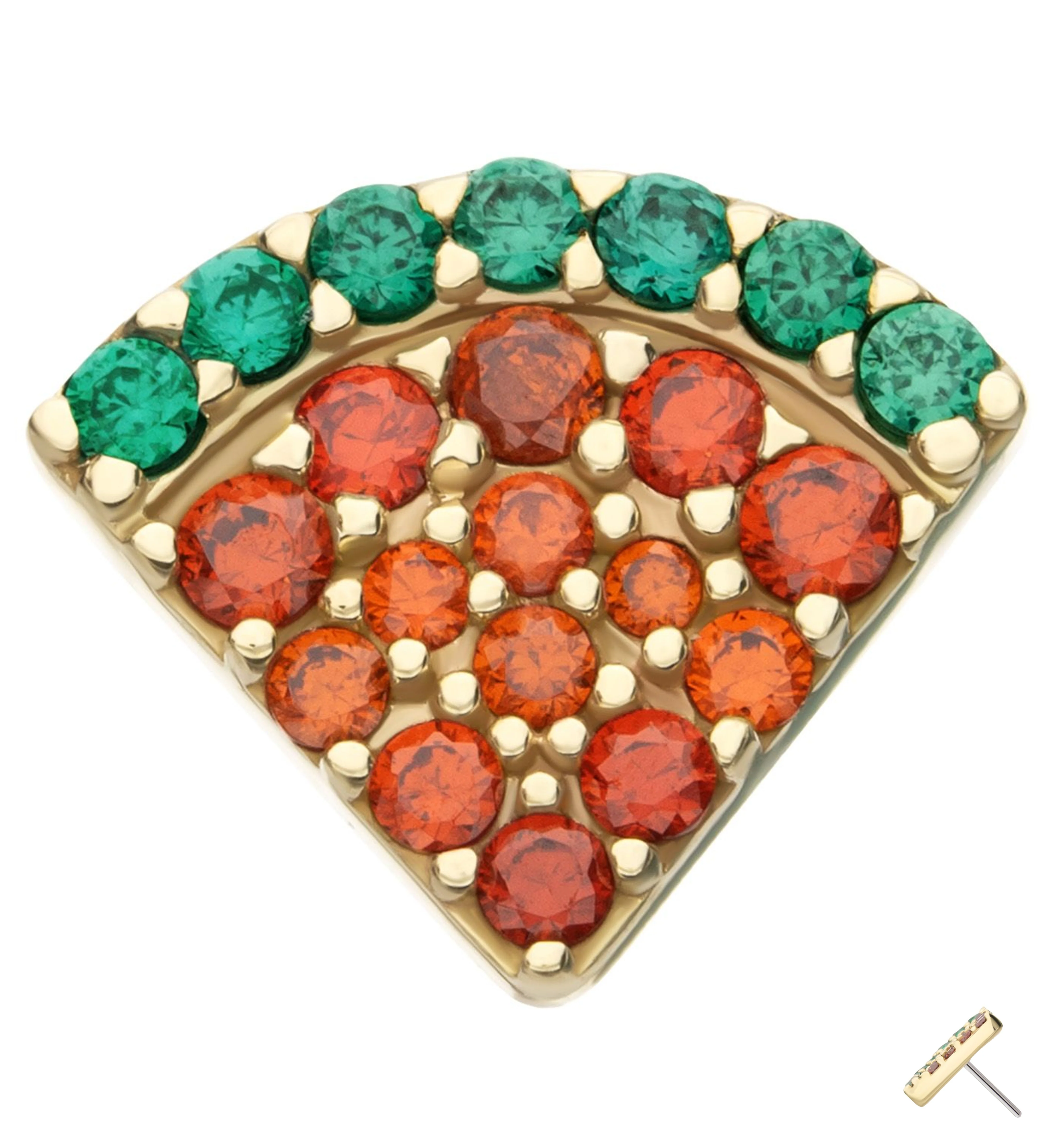 14kt Gold Watermelon Triangle CZ Threadless Top - Mrs Treak