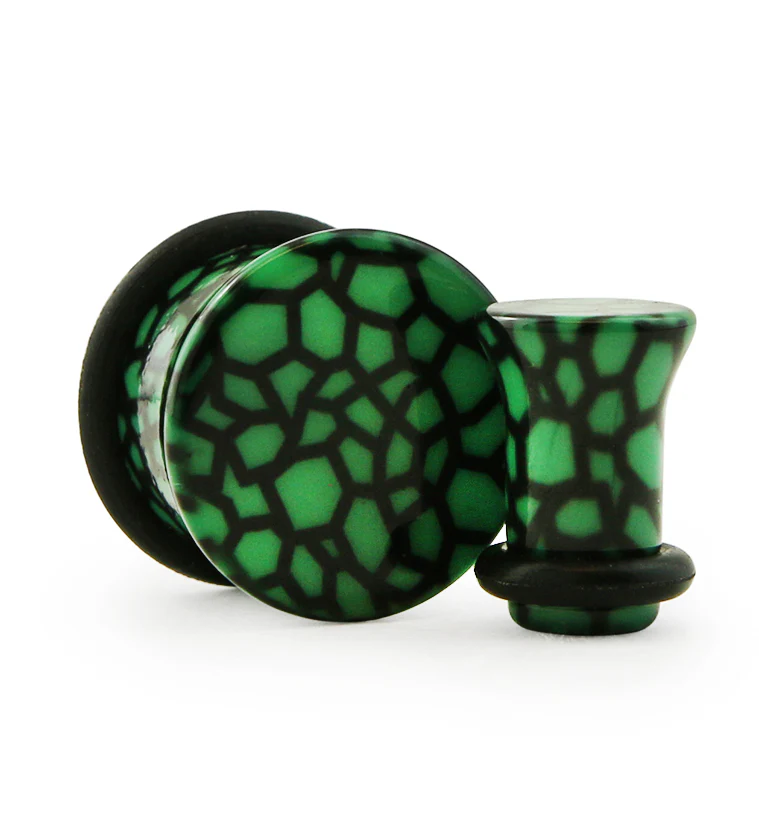 Green Dragon Veins Acrylic Plugs - Mrs Treak