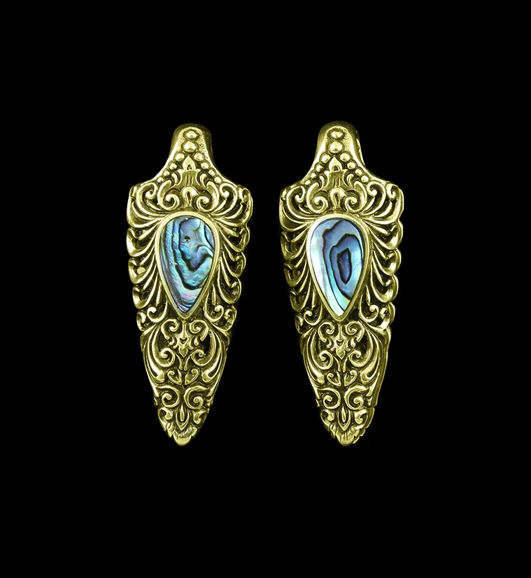 Florid Abalone Brass Ear Weights - Mrs Treak