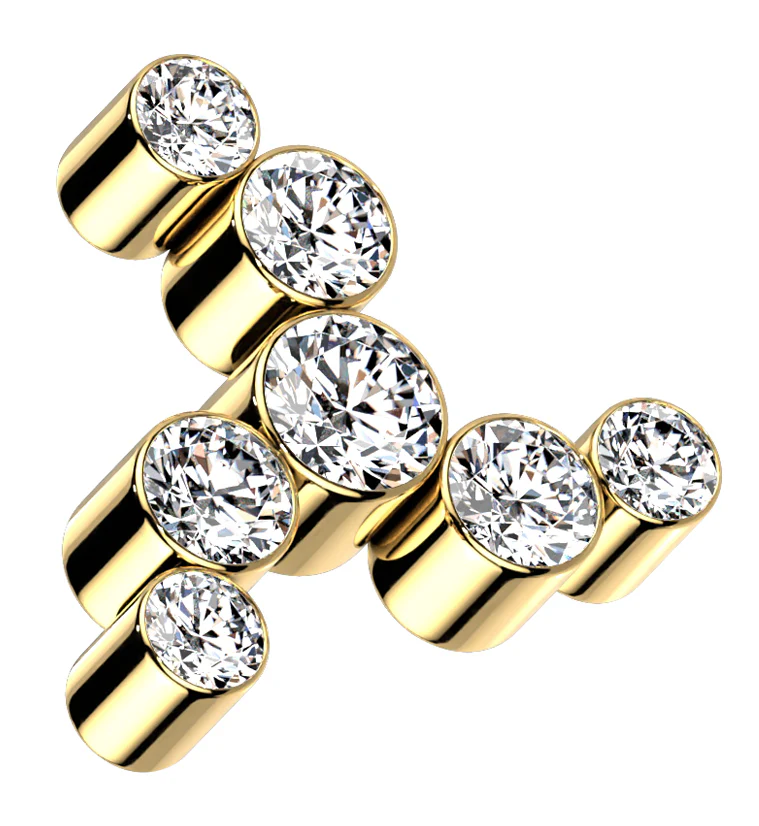 Gold PVD Whirl CZ Titanium Internally Threaded Top - Mrs Treak