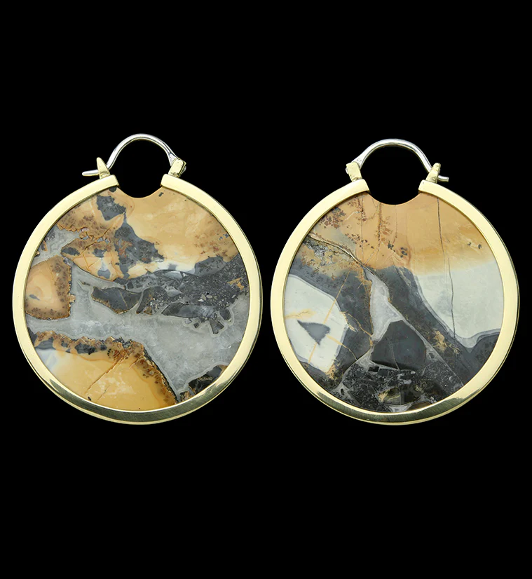 Maligano Jasper Stone Brass Ear Weights - Mrs Treak