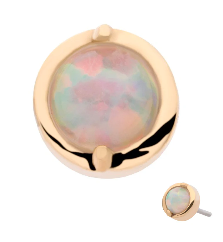 14kt Gold White Opalite Threadless Top - Mrs Treak