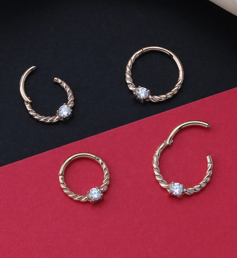 Rose Gold PVD Coil Hinged Segment Ring - Mrs Treak