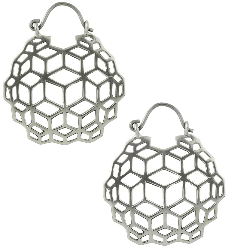 Geometric Cube White Brass Hangers - Earrings - Mrs Treak
