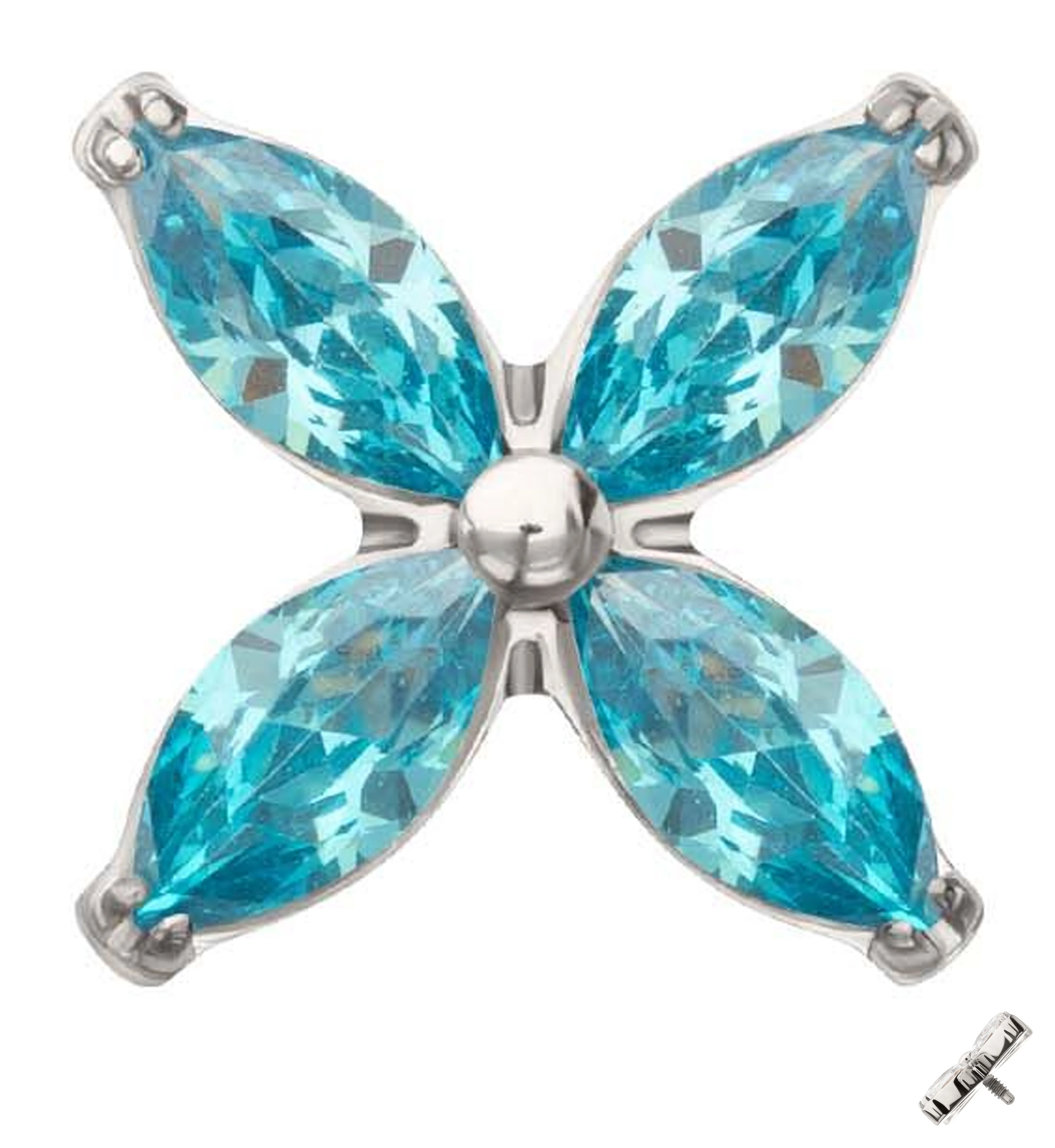 Tetrad Marquise Blue Topaz CZ Internally Threaded Titanium Top - Mrs Treak