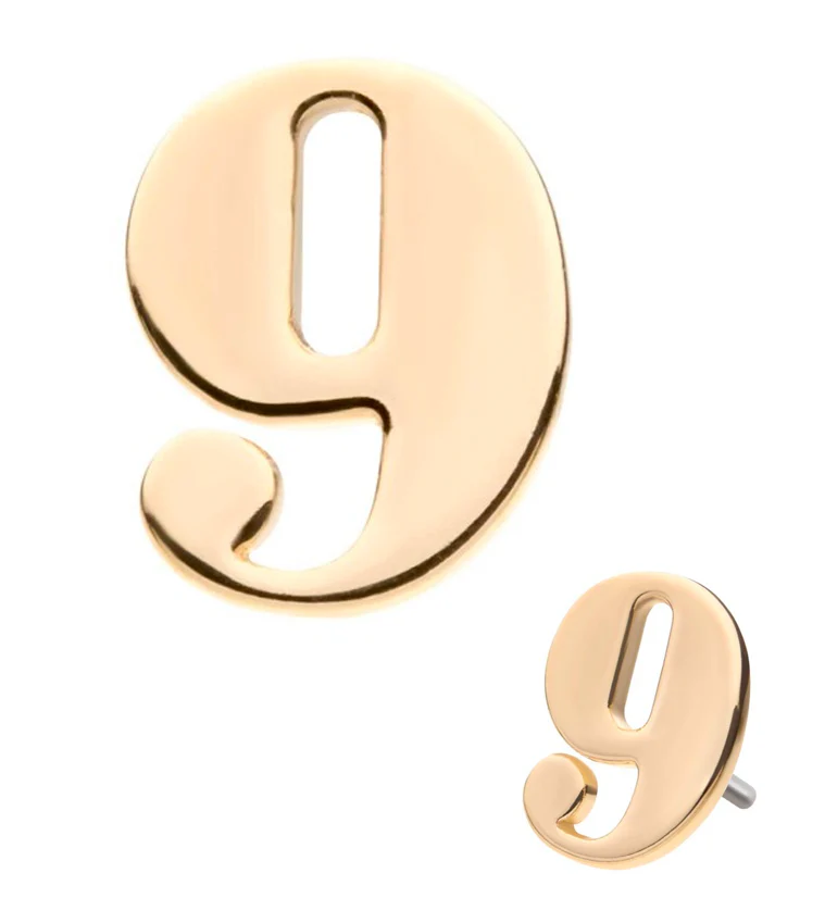 14kt Gold Number 9 Threadless Top - Mrs Treak