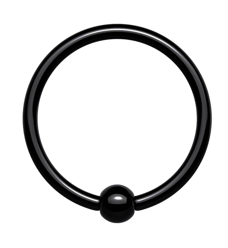 Black PVD Titanium Fixed Ball Captive Ring - Mrs Treak
