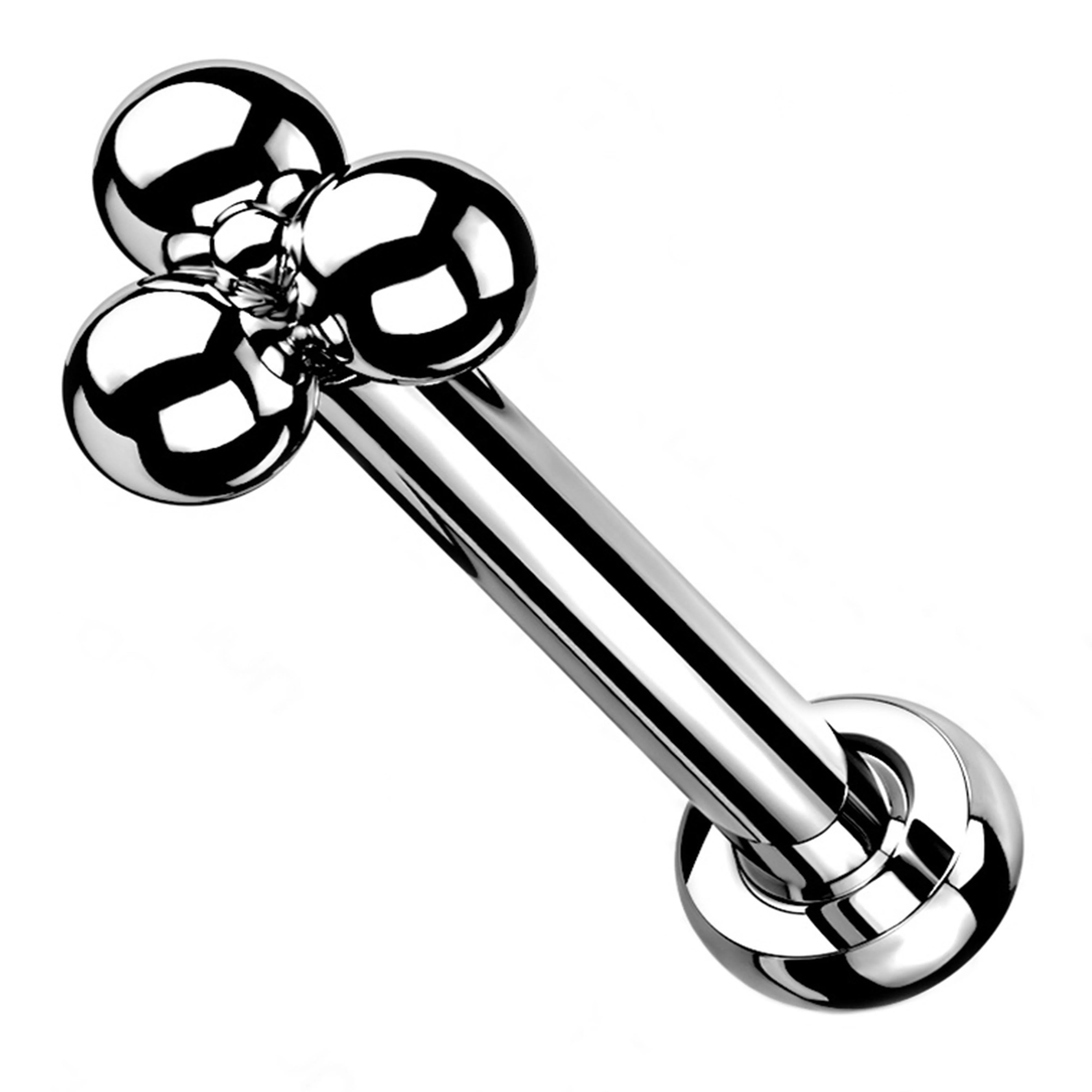 Triple Bead Titanium Threadless Labret - Mrs Treak