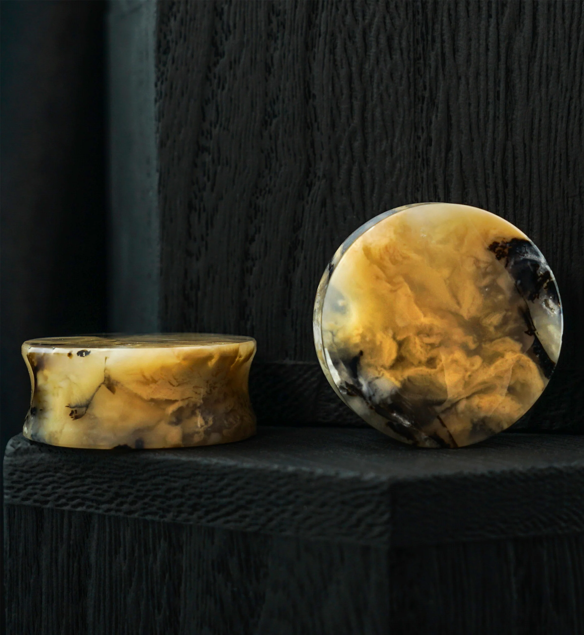 Tiger Agate Stone Plugs 7/8