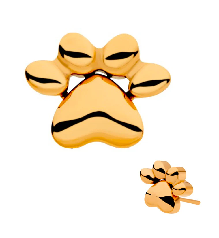 24kt Gold PVD Titanium Paw Print Threadless Top - Mrs Treak