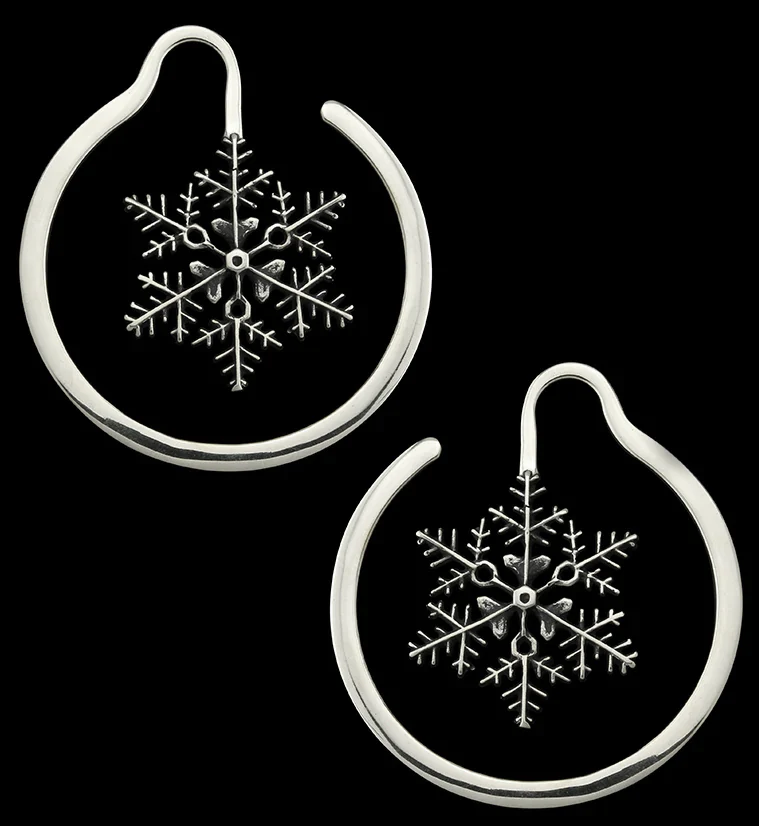 Snowflake White Brass Ear Weights - Mrs Treak