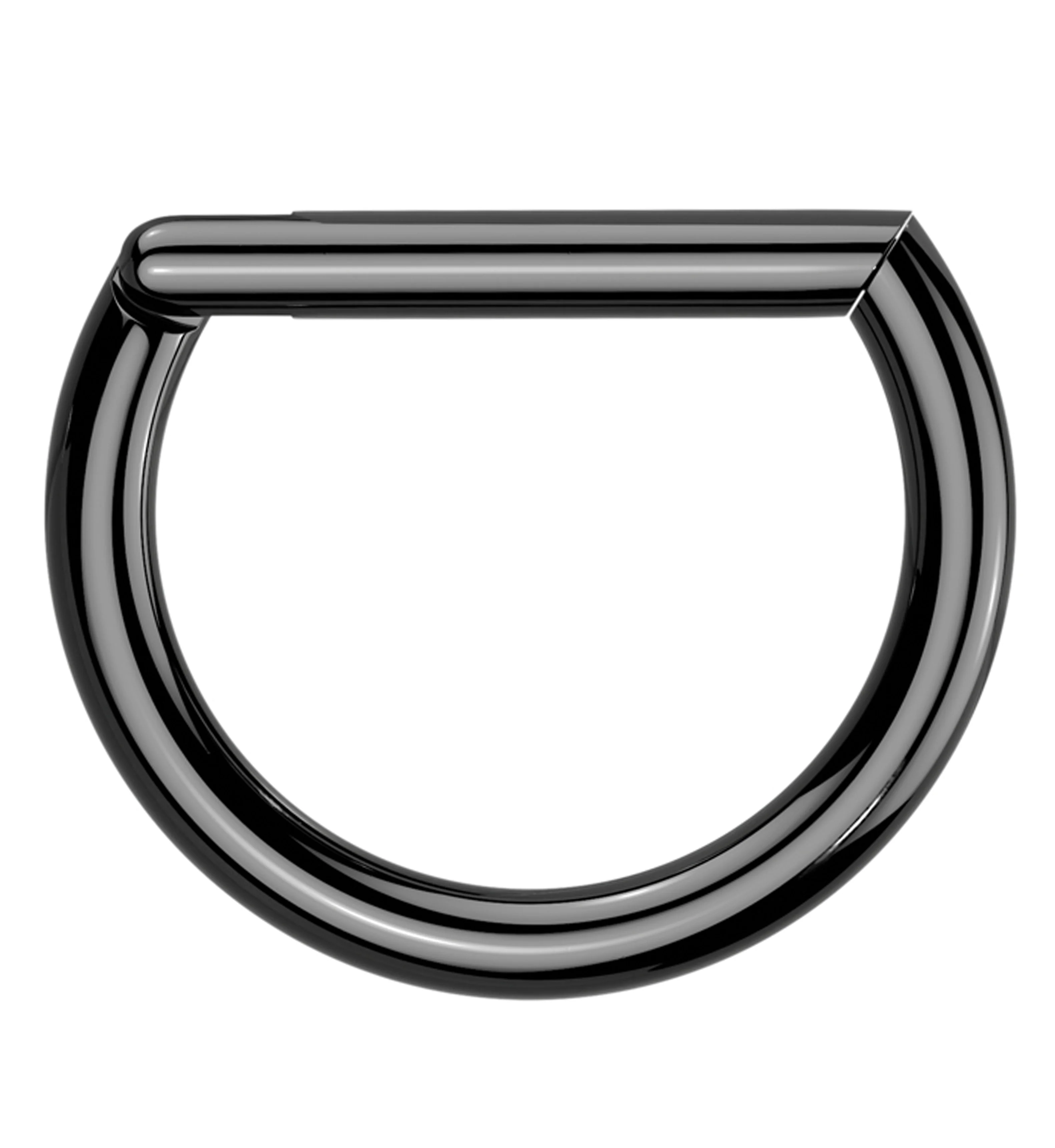 Black PVD Titanium D-Shaped Hinged Segment Ring - Mrs Treak