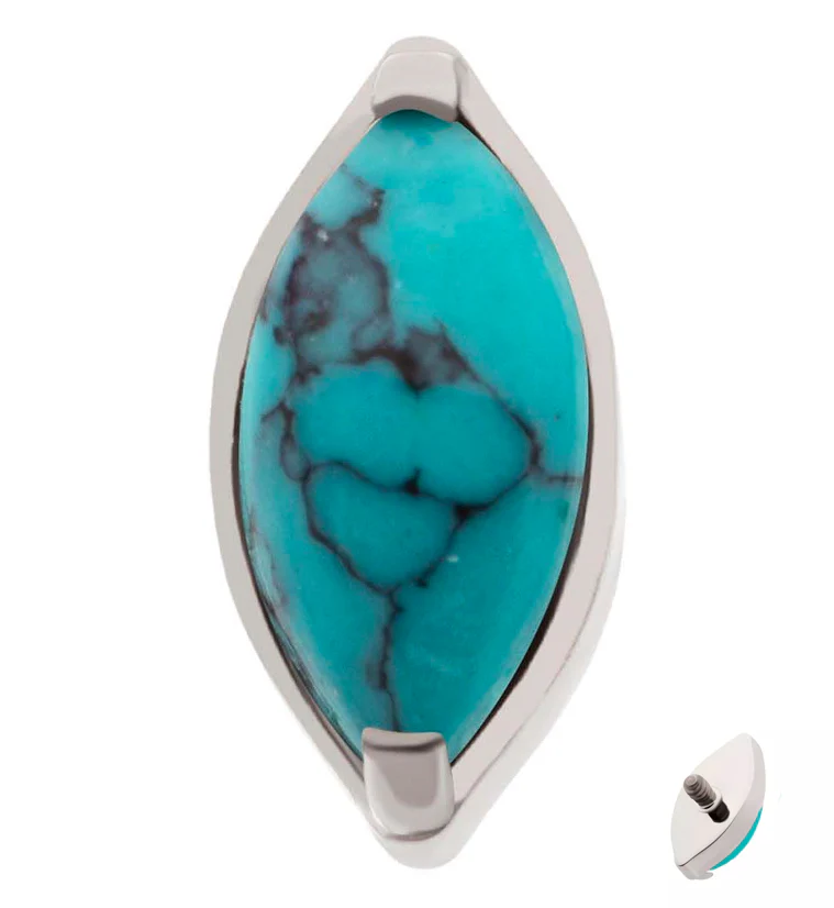 Oval Howlite Turquoise Stone Titanium Internally Threaded Top - Mrs Treak