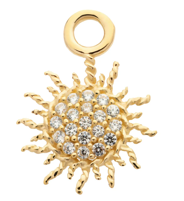 14kt Gold Solar Burst CZ Charm - Mrs Treak