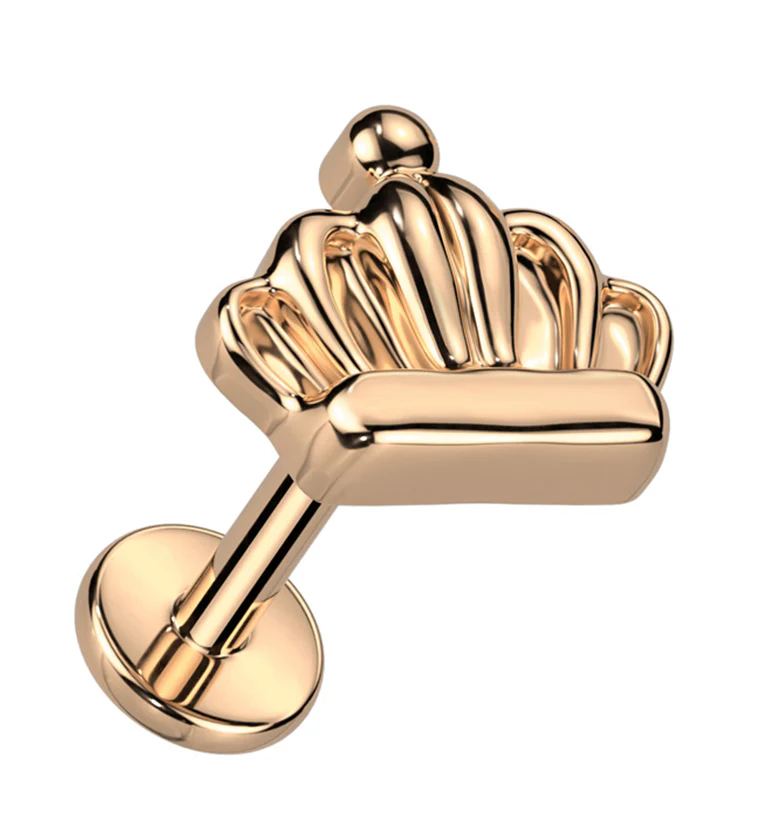 Rose Gold PVD Crown Titanium Internally Threaded Labret - Mrs Treak