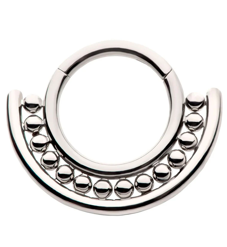 Beaded Groove Titanium Hinged Segment Ring - Mrs Treak