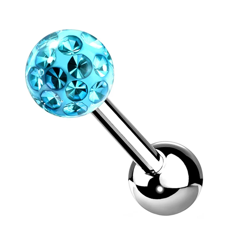Aqua Glitter Ball Cartilage Barbell - Mrs Treak
