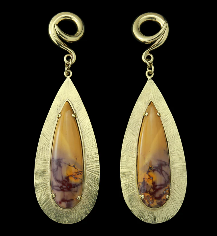 Score Mookaite Stone Brass Ear Weights - Mrs Treak
