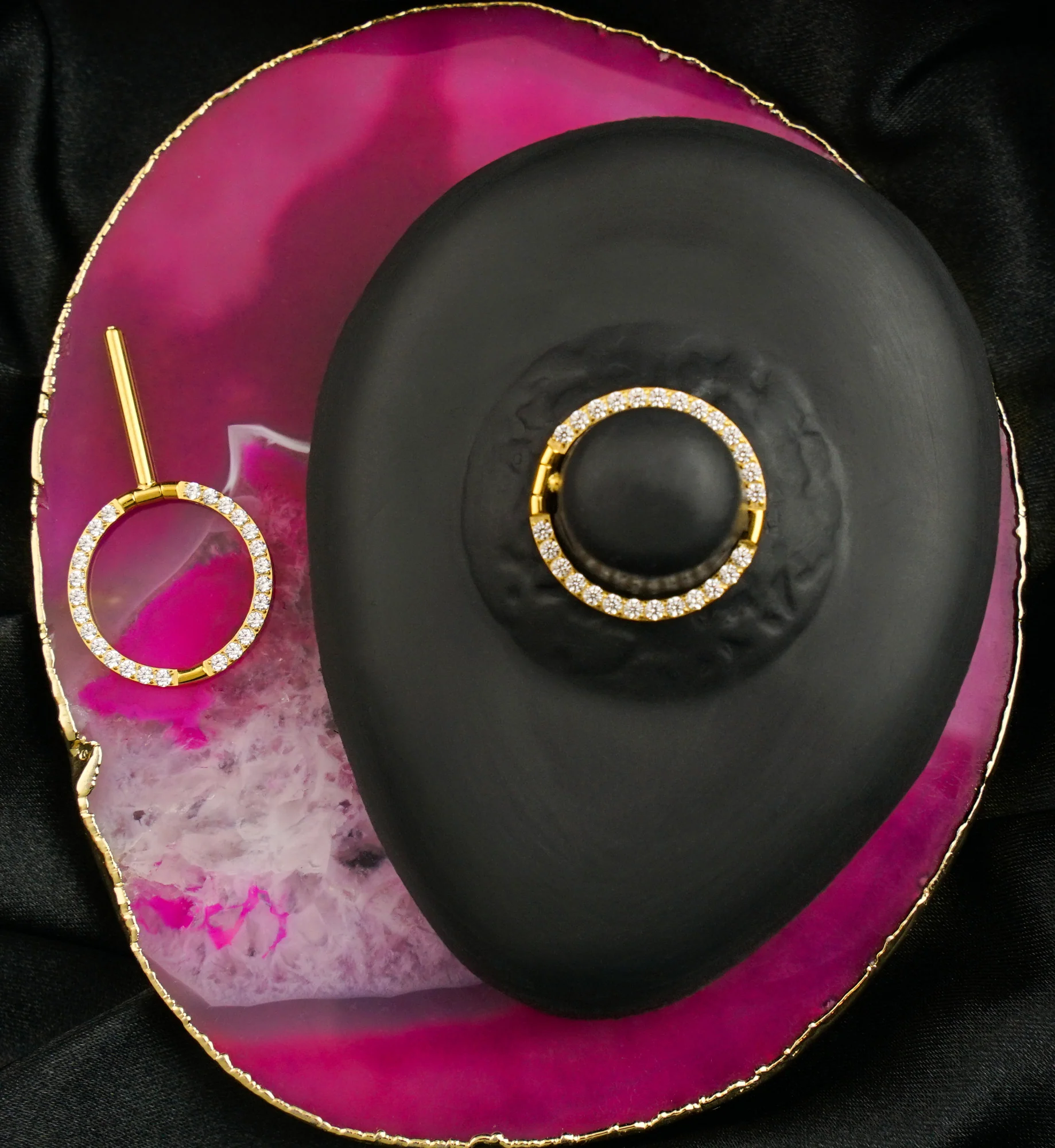 Gold PVD Circlet Clear CZ Titanium Nipple Clicker Ring - Mrs Treak