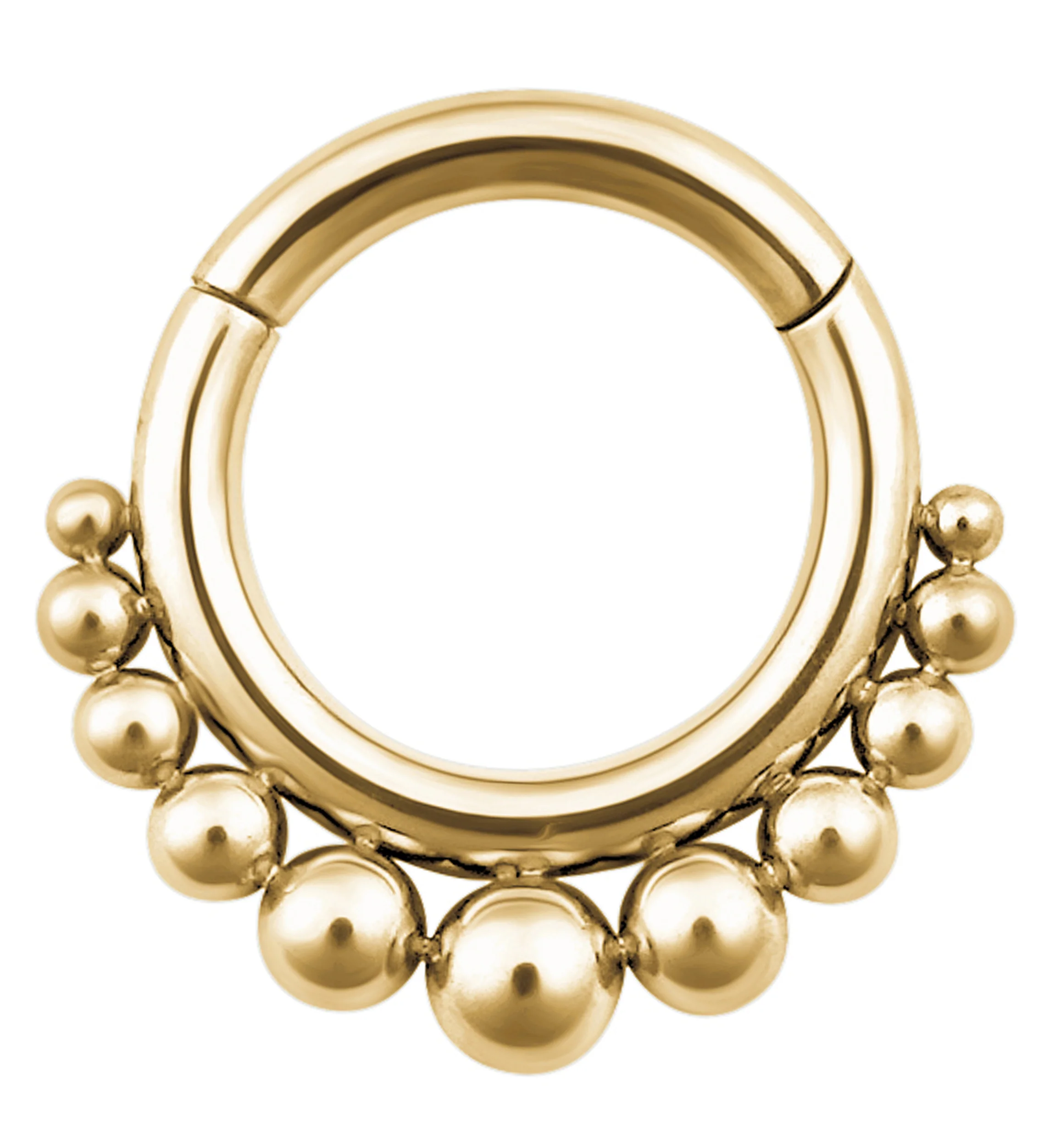 Gold PVD Multi-Bead Stainless Steel Hinged Segment Ring - Mrs Treak