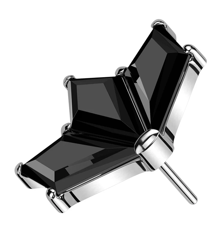 Triple Poly Black CZ Threadless Titanium Top - Mrs Treak