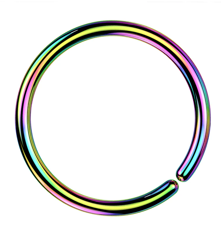 Rainbow PVD Titanium Annealed Seamless Hoop Ring - Mrs Treak