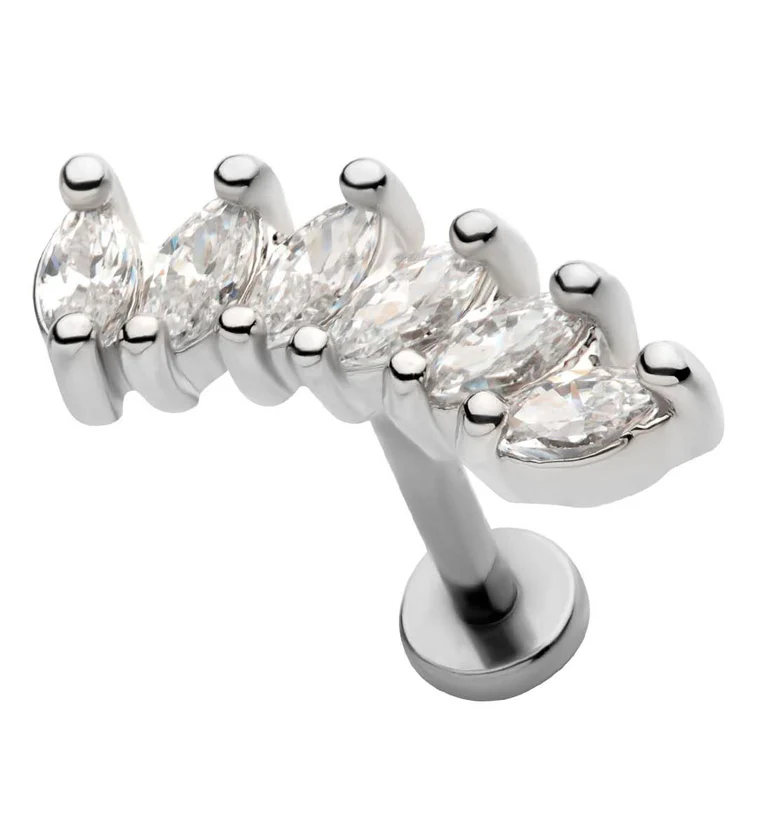 Sextet Clear CZ Stainless Steel Internally Threaded Labret - Mrs Treak