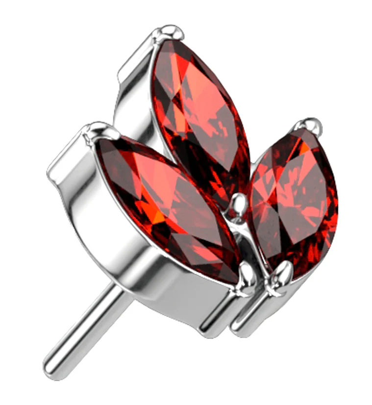 Frond Red CZ Threadless Titanium Top - Mrs Treak