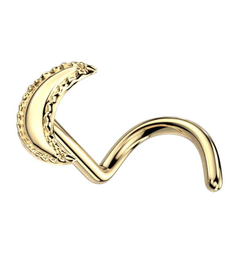 14kt Gold Half Moon Nose Screw - Mrs Treak