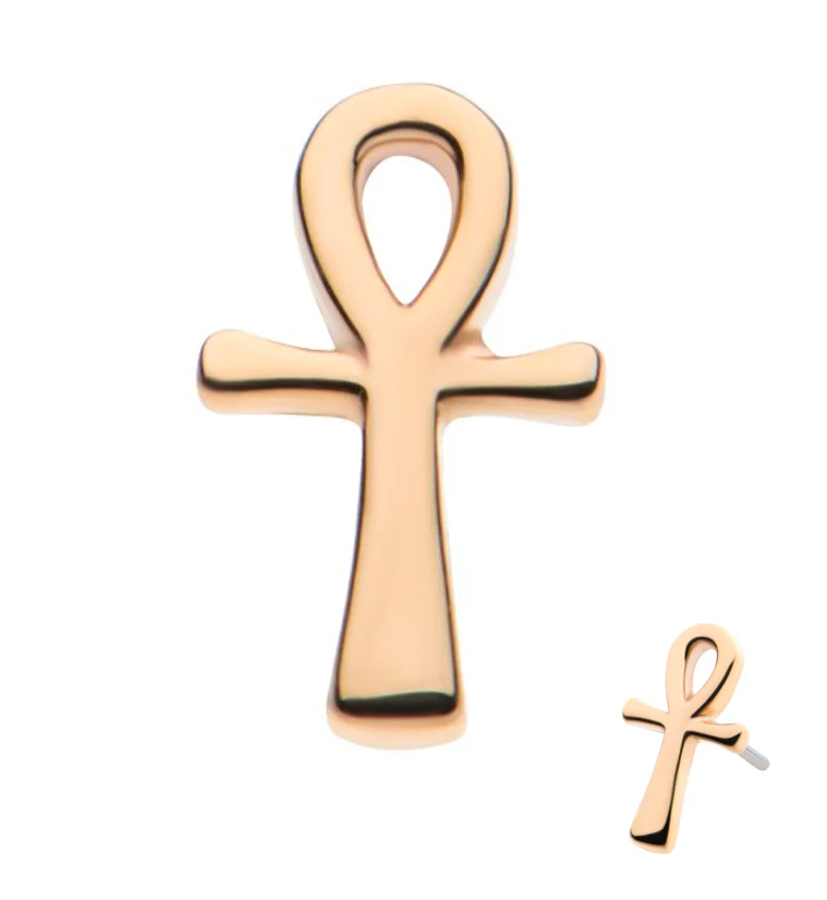 14kt Gold Ankh Cross Threadless Top - Mrs Treak