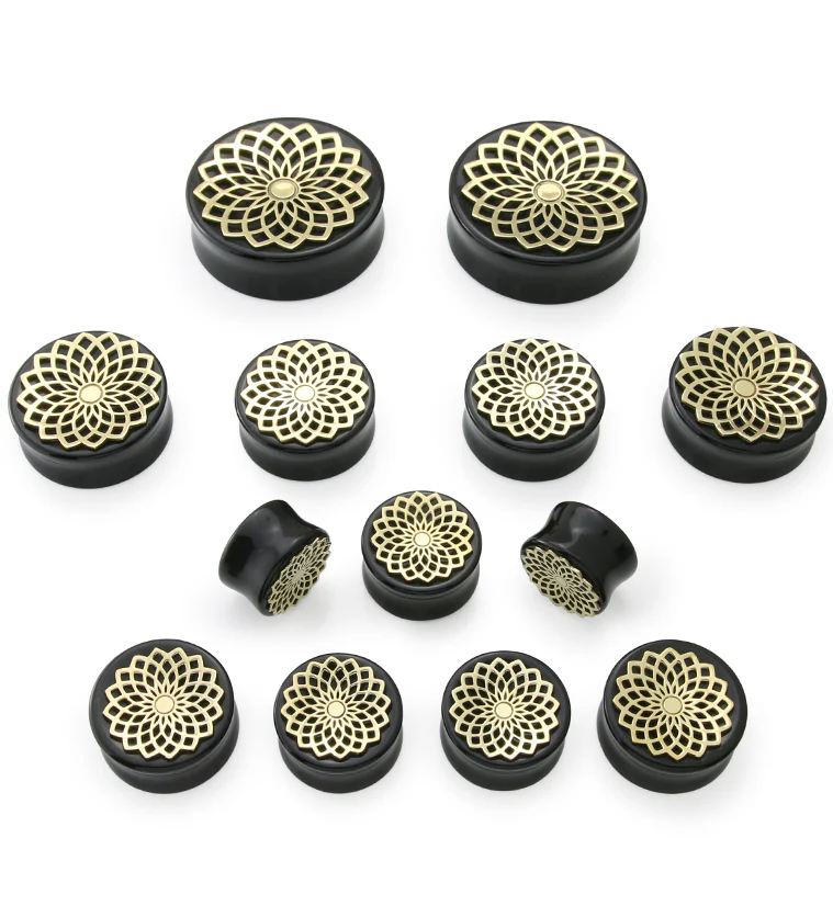 Mandala Frame Obsidian Plugs - Mrs Treak