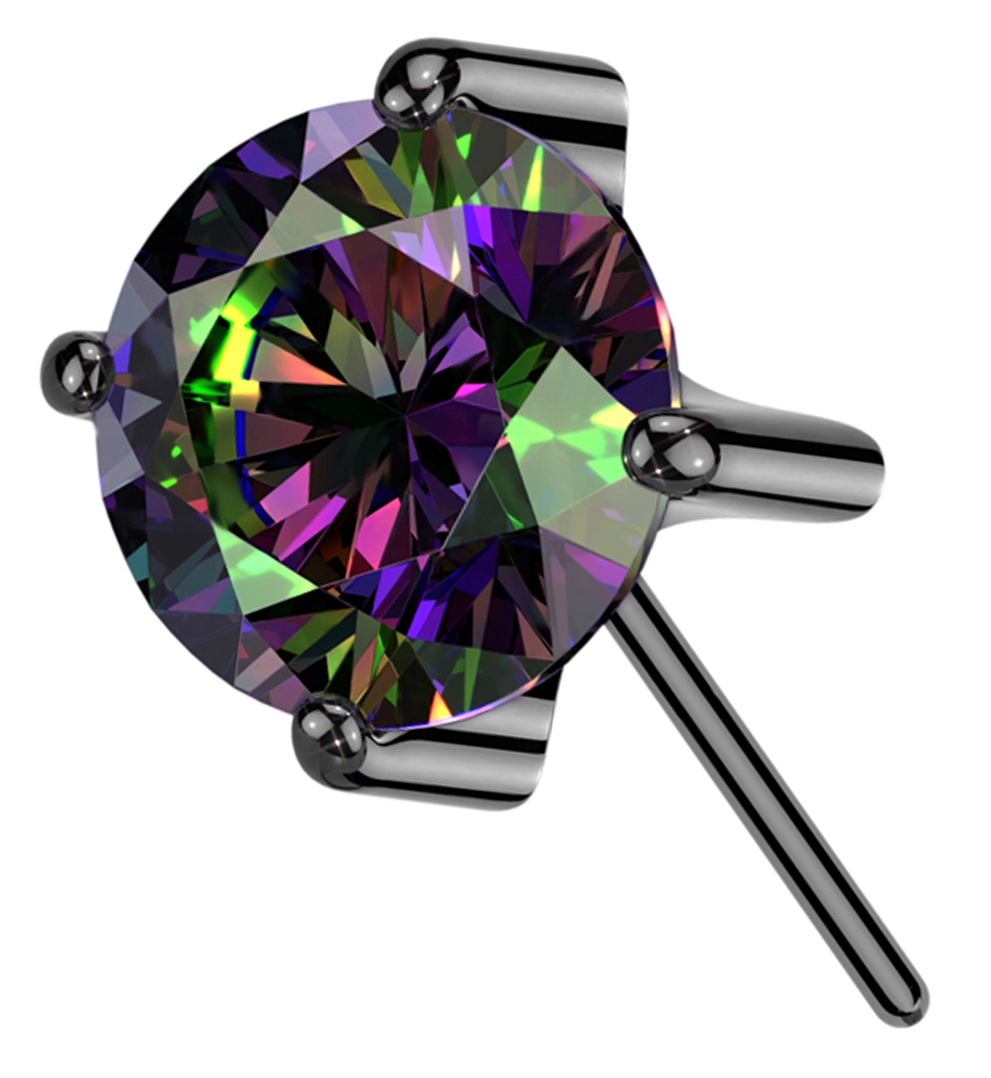 Black PVD Forward Facing Prong Black Aurora CZ Titanium Threadless Top - Mrs Treak