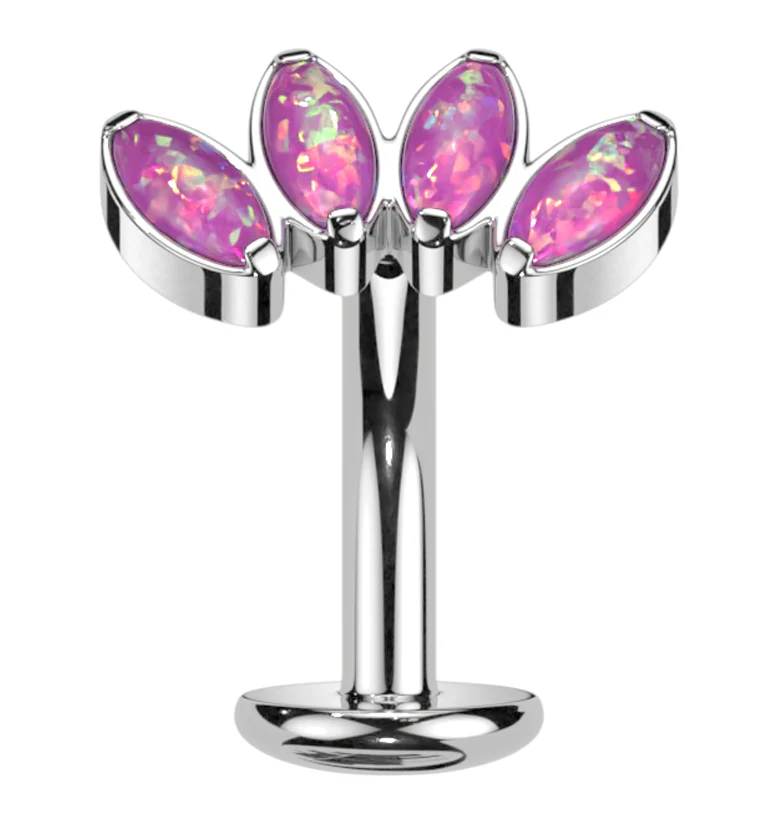 Contessa Pink Opalite Titanium Threadless Floating Belly Button Ring (Convex Disk) - Mrs Treak