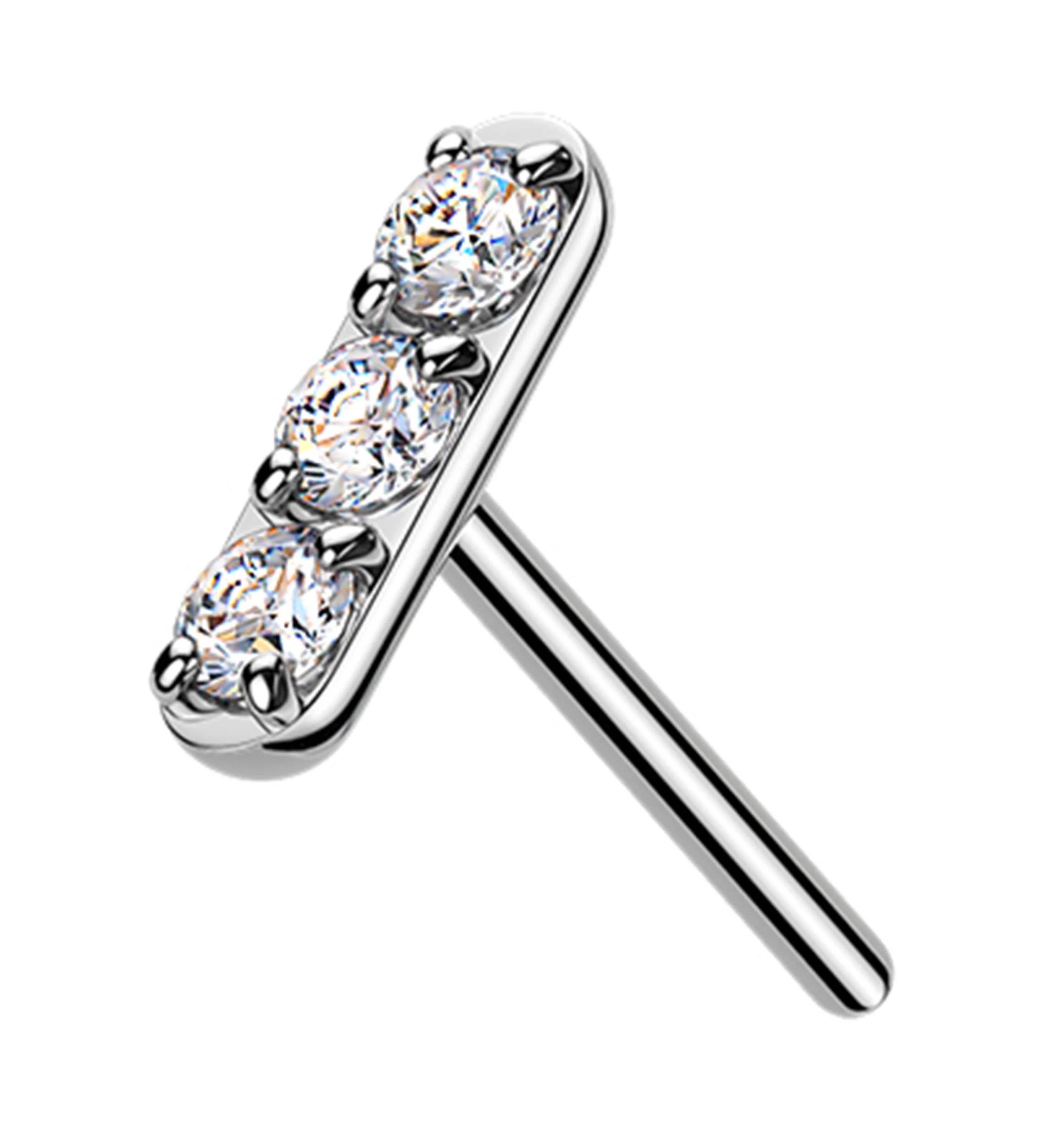 Mini Stacked Clear CZ Threadless Titanium Top - Mrs Treak