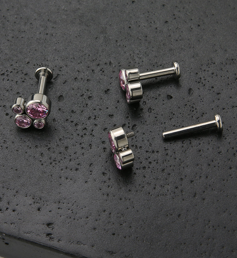 Tetrad Pink CZ Titanium Labret - Mrs Treak