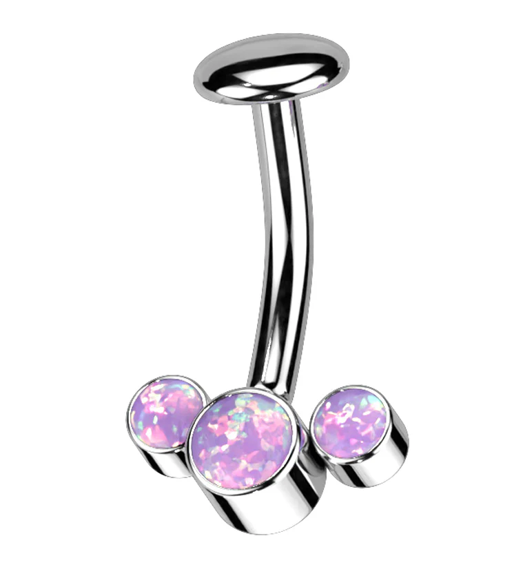 Triple Purple Opalite Titanium Threadless Floating Belly Button Ring - Mrs Treak