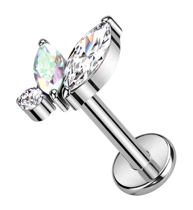 Coterie Rainbow Aurora CZ Titanium Internally Threaded Labret - Mrs Treak