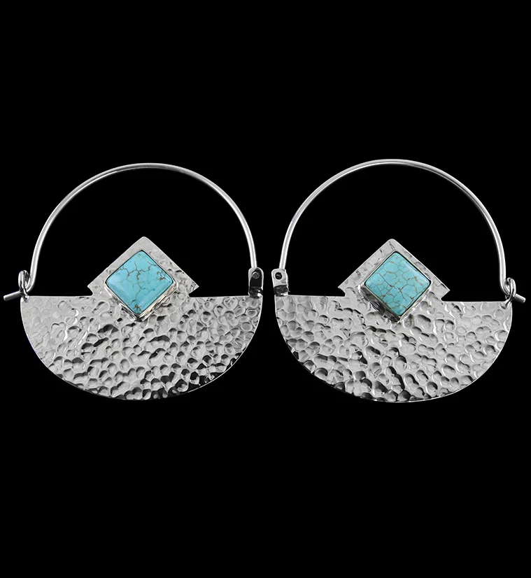 14G Accord Turquoise Howlite Stone White Brass Hangers - Mrs Treak